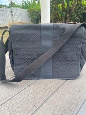 Coach Hudson Black Signature Canvas Messenger Bag